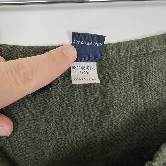 Gap Midi Skirt 14 Green Linen Tiered Beaded Drawstring Coastal Resort Peasant - Picture 6 of 6